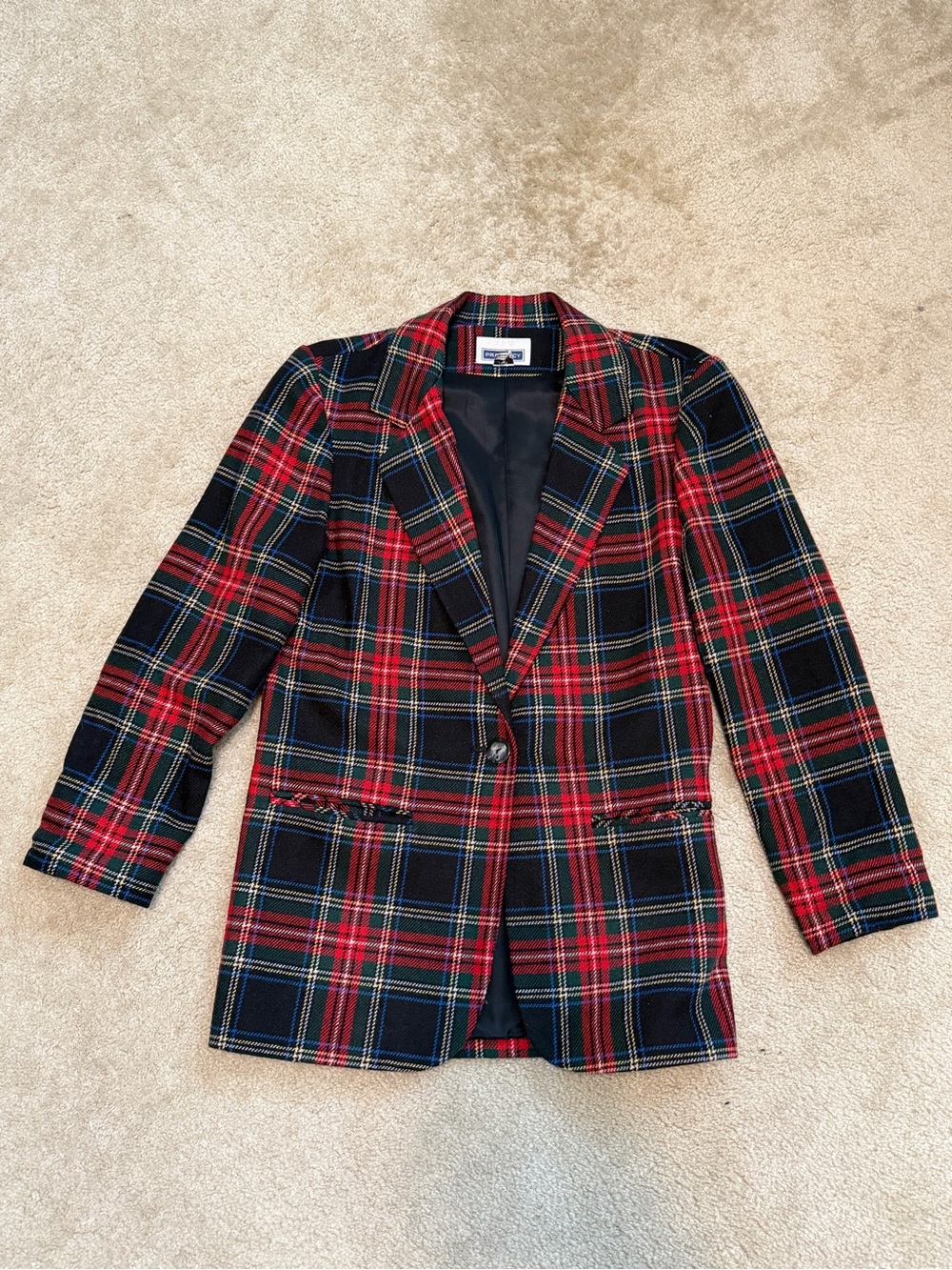 Vintage Prophecy Tartan Plaid Wool-Blend Blazer